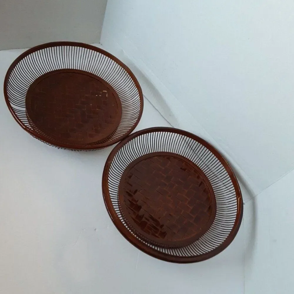 Vintage RARE Asian Brown Basket Food Storage 10in